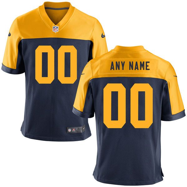Men Green Bay Packers Nike Navy Blue Custom Throwback Game NFL Jersey->->Custom Jersey